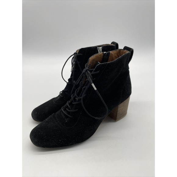 Madewell Shoes - Madewell The Emilia Lace-Up Boot Stacked‎ Heel black Suede Women’s Sz 9
